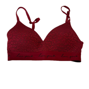 Victoria’s Secret PINK red leopard lace wireless padded bra size 32C
